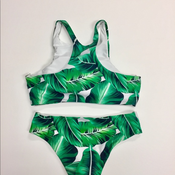 Green leaf print bikini set sw238 - Picture 4 of 5